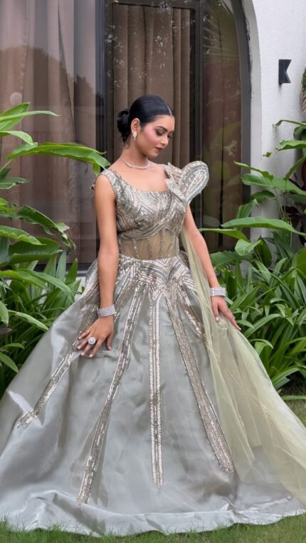 Heavy fancy gown pista color