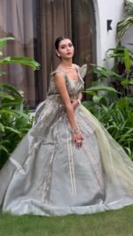 Heavy fancy gown pista color - Image 2
