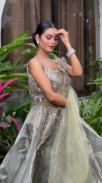 Heavy fancy gown pista color - Image 3