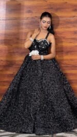 Heavy fancy gown black stone