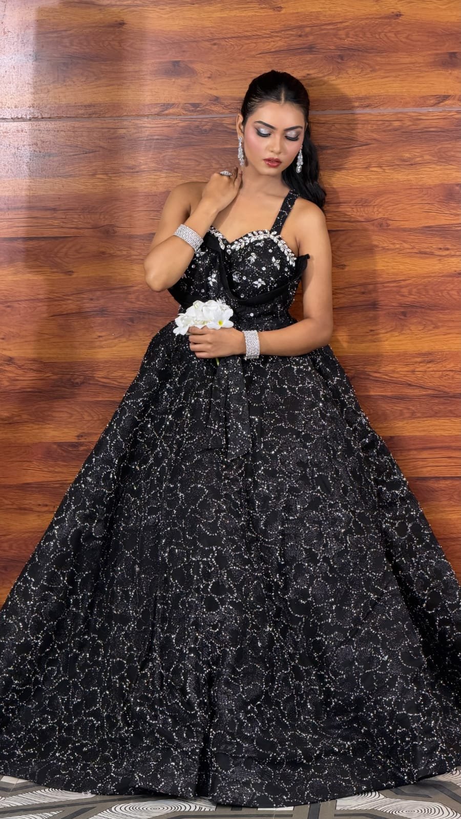 WhatsApp Image 2026-08-20 at 4.53.41 PM Heavy fancy gown black stone - Image 1