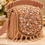 Rose Gold Embellished Beaded Fringe Sling Bag - Image 3