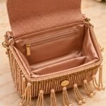 Rose Gold Embellished Beaded Fringe Sling Bag - Image 4