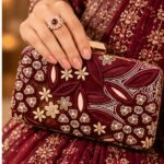 Maroon Floral Embroidered Clutch Bag - Image 5