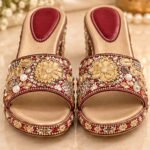 Maroon & Golden Bridal Embellished Ethnic Flats