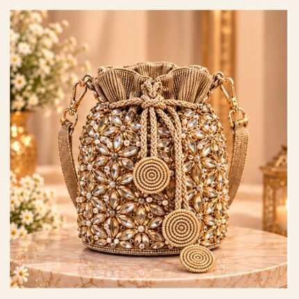 Royal Gold Embellished Bridal Potli Bag