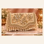 Luxury Golden Pearl Embroidered Clutch Bag