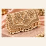 Luxury Golden Pearl Embroidered Clutch Bag - Image 2