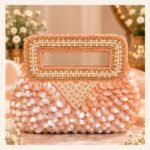 Peach Pearl Embellished Luxury Handbag