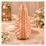Peach Pearl Embellished Luxury Handbag - Image 2