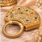 Royal Gold Multicolor Stone Embellished Handbag - Image 2