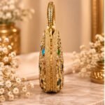 Royal Gold Multicolor Stone Embellished Handbag - Image 3