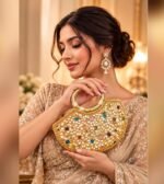 Royal Gold Multicolor Stone Embellished Handbag - Image 5