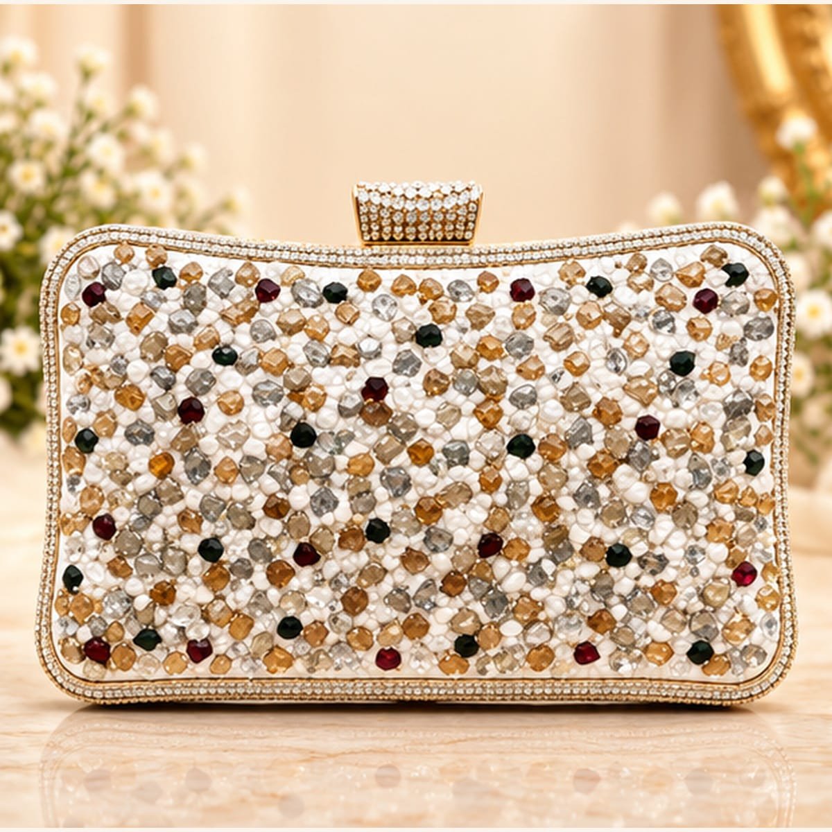 WhatsApp Image 2026-10-17 at 23.15.09 Luxury Multicolour Crystal Embellished Clutch - Image 1