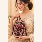Royal Embroidered Velvet Potli Bag - Image 2